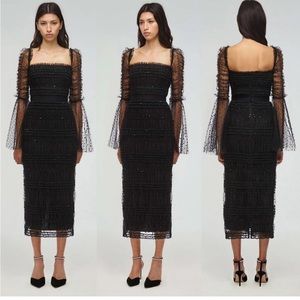 Self portrait black mesh dot dress- sample no tags size 8 - new this season!